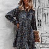 Boheme sommerkjole med blomsterprint og lange ærmer