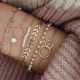 Lag-På-Lag Armbåndssæt i Guldlook – Elegant Boheme Stil