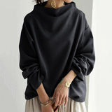 Oversize Sweatshirt med Høj Hals – Minimalistisk og Komfortabel Stil