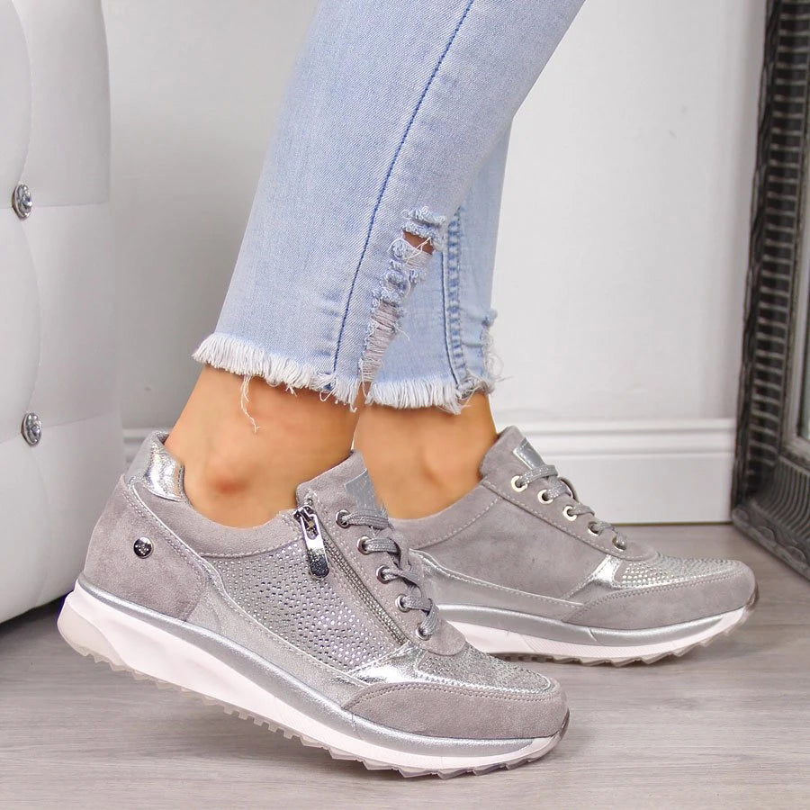 Platform Sneakers med Glitterdetaljer