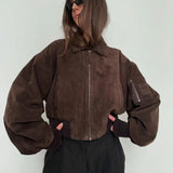 Kort Jakke med Voluminøse Ærmer og Moderne Statement Look