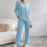 Blødt Loungewear Sæt med Langærmet Top og Løse Bukser – Afslappet Komfort