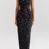 Lang blondekjole med sløjfer på skulderstropper