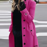 Klassisk dobbeltradet trenchcoat til kvinder med bælte