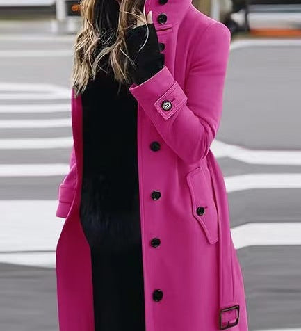 Klassisk dobbeltradet trenchcoat til kvinder med bælte