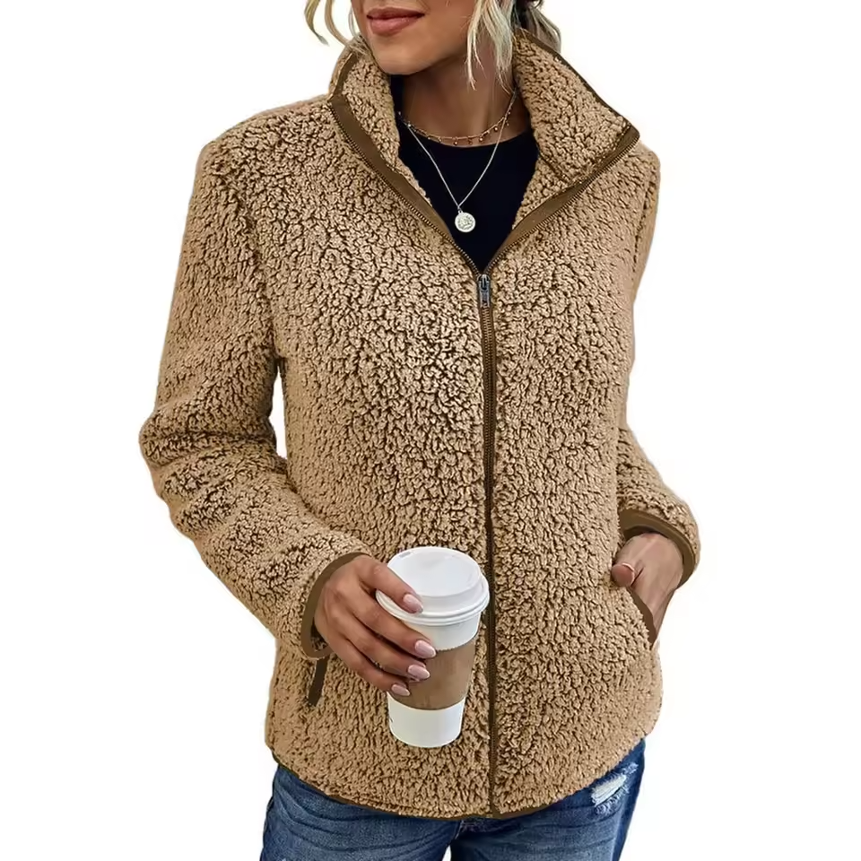 Teddy Fleecejakke til Kvinder – Blød, Varm og Komfortabel Hverdagsjakke