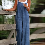 Casual Dungaree Jumpsuit med Vide Ben og Løs Pasform