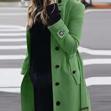 Klassisk dobbeltradet trenchcoat til kvinder med bælte