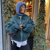 Oversized Læderlook Jakke med Moderne Pasform