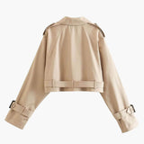 Cropped Trenchjakke – Moderne Snit i Klassisk Beige