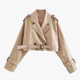 Cropped Trenchjakke – Moderne Snit i Klassisk Beige