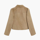 Cropped Jakke i Ruskind-Look med Store Lommer