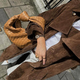 Lang Trenchcoat med Bindebælte og Uldlook