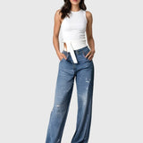 Højtaljede Jeans med Vide Ben – Afslappet Denim med Moderne Look