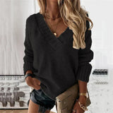Strikket V-Hals Sweater med Afslappet Pasform