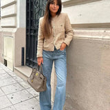 Kort bouclé-jakke til kvinder – elegant jakke i klassisk design