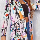 Statement Blazer med Grafisk Print og Moderne Elegant Stil