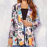 Statement Blazer med Grafisk Print og Moderne Elegant Stil