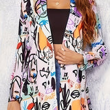 Statement Blazer med Grafisk Print og Moderne Elegant Stil