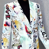 Statement Blazer med Grafisk Print og Moderne Elegant Stil