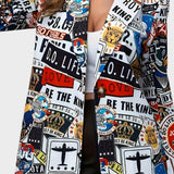 Statement Blazer med Grafisk Print og Moderne Elegant Stil