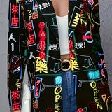 Statement Blazer med Grafisk Print og Moderne Elegant Stil