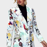 Statement Blazer med Grafisk Print og Moderne Elegant Stil
