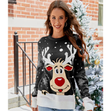 Hyggelig julesweater til kvinder med rensdyr og julemotiv