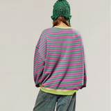 Oversized Stribet Sweater med Afslappet Pasform