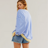 Oversized Stribet Sweater med Afslappet Pasform