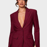 Figursyet Blazer med Dyb V-udskæring og Elegant Powerlook