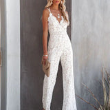 Romantisk Blonde Jumpsuit – V-Hals & Tynde Stropper