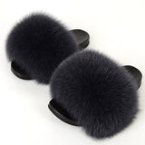 Fluffy sandaler med pelskant | Hyggelige tøfler til damer