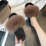 Fluffy sandaler med pelskant | Hyggelige tøfler til damer