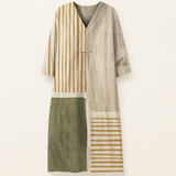 Løs Sommerkjole i Bomuld med Patchwork Design og Afslappet Pasform