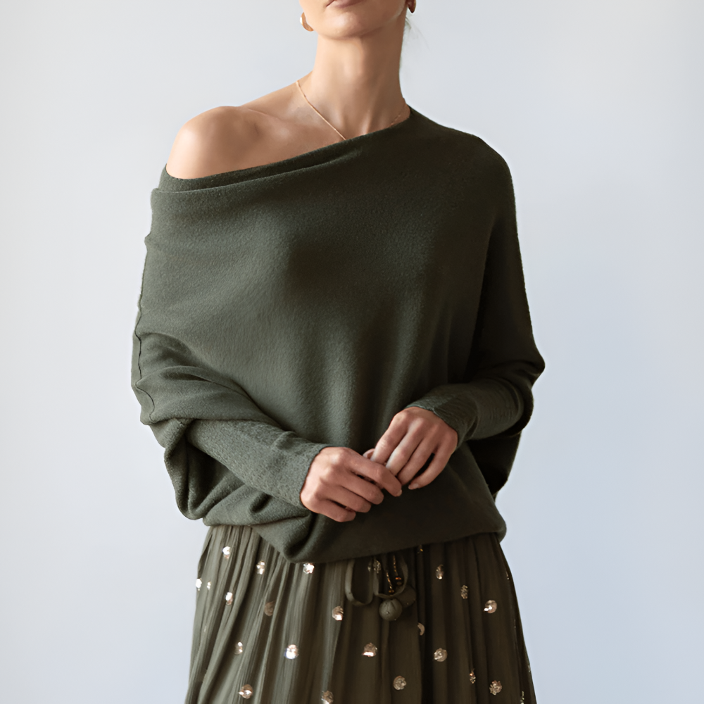 Oversize Bluse med Bådhals – Elegant og Afslappet Hverdagsstil