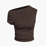 To-delt Sæt med Asymmetrisk Top og Knyttet Mini Nederdel – Minimal Chic