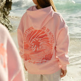 Oversize hoodie til kvinder med strandinspireret print