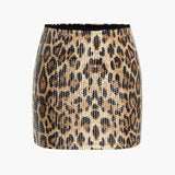To-delt Leopard Sæt med Corsettop og Mini Nederdel – Party Glam