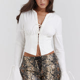 Corset Top med Snørelukning – Elegant Boheme Bluse