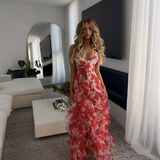 Maxi Kjole med Volanter og Blomsterprint