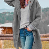 Lang Strikket Cardigan med Hætte – Varm og Casual Elegance