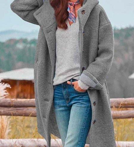 Lang Strikket Cardigan med Hætte – Varm og Casual Elegance