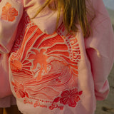 Oversize hoodie til kvinder med strandinspireret print