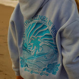 Oversize hoodie til kvinder med strandinspireret print