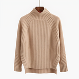 Ribstrikket Sweater med Høj Hals