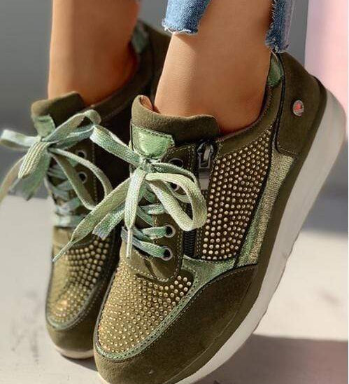 Dame Wedge Sneakers – Glamourøst Løft & Glimtende Detaljer