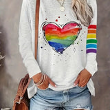 Sweatshirt med Regnbuehjerte og Farverige Ærmedetaljer
