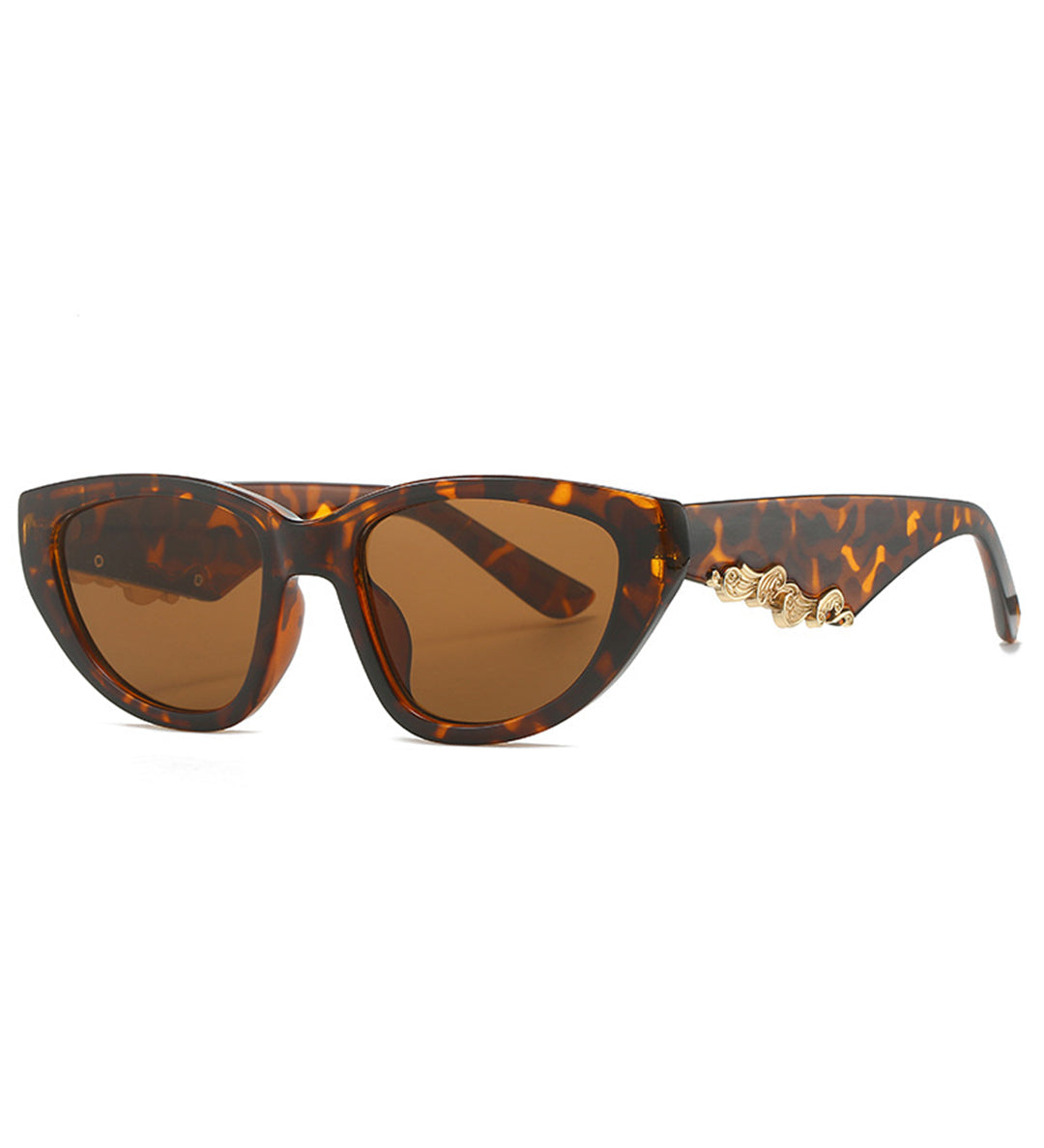 Cat-Eye Solbriller – Luksuslook med Guld Detaljer