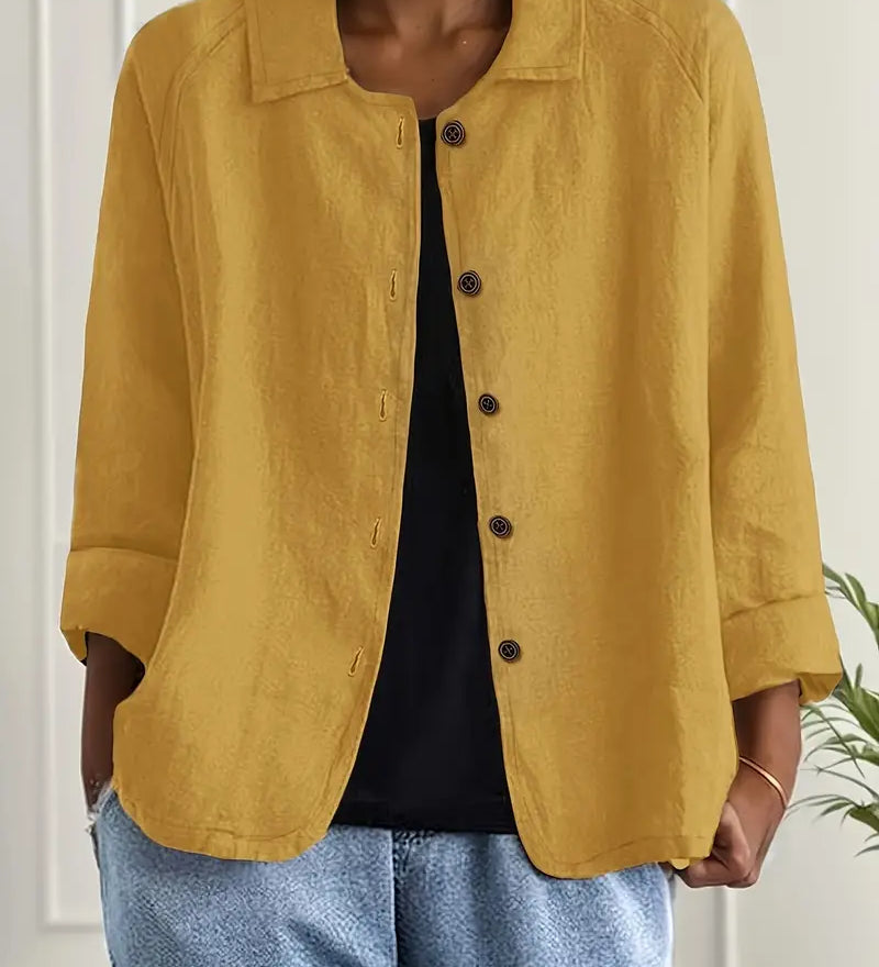 Let Hørjakke med Afslappet Pasform og Elegant Hverdagsstil